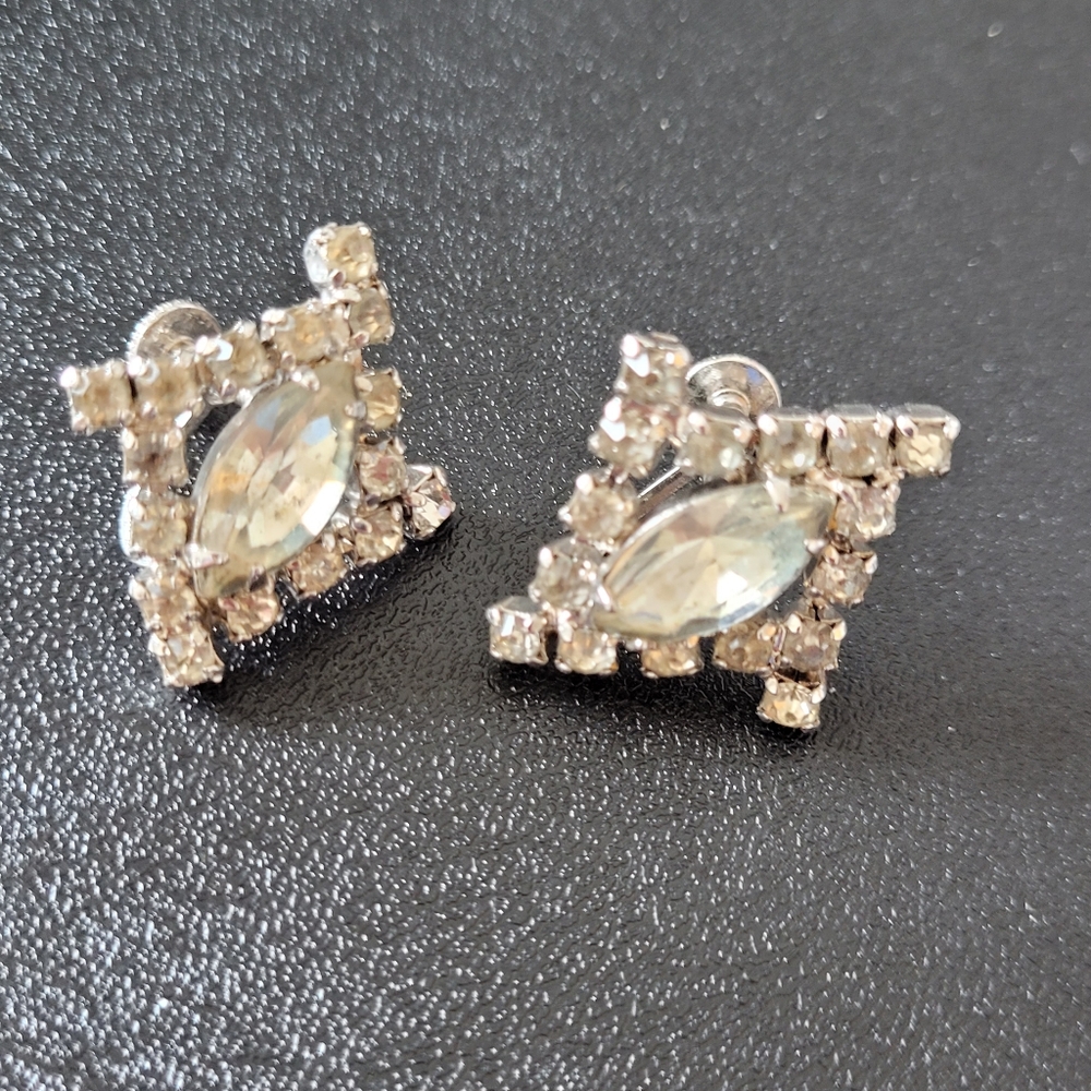 Vintage Continental Rhinestone Earrings